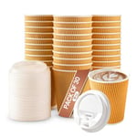 AVLASH Takeaway Coffee Cups with Lids [ 30 Cups -12 OZ ] Great Dispoasble Coffee Cups for Hot Drinks