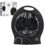 SA Products Fan Heater, Electric Heater, Portable Heater with 2 Heat Settings | Electric Fan Heater with Overheat Protection | Heaters for Home, Room Heater, Heaters for home Low Energy Silent (Black)