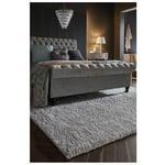 Flair Rugs - Tapis uni à longues mèches moderne doux Feather Soft Gris 200x290