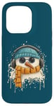 Coque pour iPhone 15 Pro Groovy Funky Pop Art Bonhomme de neige DJ avec écouteurs