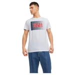 JACK & JONES Men's T-Shirts Short Sleeve Designer O-Neck Tee Top, White Colour, UK Size L