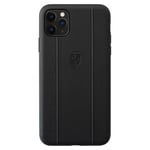 Coque Ferrari Off Track en cuir véritable pour Apple iPhone 11 Pro Max, Noire - Neuf