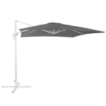 Parasol de Jardin ou de Terrasse Carré Gris Foncé avec Pied Déporté Blanc, Toil