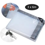 Bâche imperméable transparente - WOVTE - 3 x 6m - anti-pluie, crème solaire, anti-gel