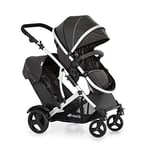 hauck Poussette Double Duett 2, Siège Supérieur Convertible en Nacelle Bébé, Réversible, Pliable, Charge Maxi 36 Kg, Inclus Habillage Pluie, Forest Noir