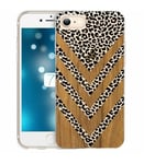 Coque Iphone 7 8 effet bois leopard noir transparente