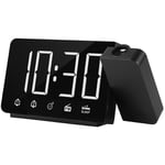 Forehill - Reveil aprojection fm, radio en option tricolore, double alarme, affichage led, horloge electronique, rouge, livraison sans batterie