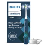 Philips Sonicare 4100 - Brosse à dents électrique sonique avec deux modes, Capteur de pression et minuterie, Bleu marine, modèle HX3689/42