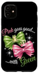 iPhone 11 Pink Green Bow Tie Frog Princess Fun Outfit Case