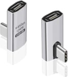 Angled Usb C (2 Pack) Usb C Mâle Vers Usb C Femelle Adapter 40Gbps Data Transfer, 240W Charging, 8K Video Compatible For Thunderbolt 4/3, Macbook, Tablet, Phone And More Type C De[YIN140042]