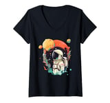 Womens Astronaut Cosmic Adventure in Space V-Neck T-Shirt