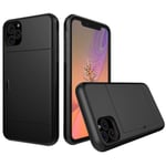 iPhone 11 - Hybrid Skal med kortfack - Svart Black Svart