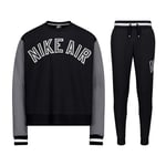 Nike Mens Air Crew Neck Tracksuit in Black Cotton - Size Medium