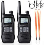 PR-T1 Talkie-walkie Enfant PMR 446 Talkies Walkies Longue Portée avec Écran LCD, Batterie Rechargeable, 16 Canaux sans Licence, Casque pour Aventures, Plein Air, Camping, 2 Pièces