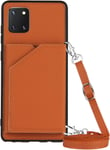 Handykette Für Samsung Galaxy Note 10 Lite / A81, Pu-Leder Hülle- Handyhülle Mit Band Zum Umhängen - Klapptasche Handytasche Case Mit Handy-Kette, Kartenfach Und Portmonee, Braun