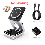 Support De Chargeur Sans Fil Magnétique Pliable 3 En 1,Support Pour Samsung Galaxy S23,Watch 6,Buds2 Pro,Apple,Iwatch - Type For Samsung Us Plug