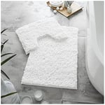 GC GAVENO CAVAILIA Lot de 2 Tapis de Bain antidérapants – Très Doux à séchage Rapide – Super Absorbant l'eau, lavables – Blanc