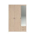 Armoire 3 portes 2 tiroirs 1 miroir L120cm DAISY  