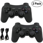 Paquet de 2 Manette PS3 sans Fil Manette PS3 pour Playstation 3 Bluetooth Compatible avec télécommande PS3 Manette 2 Noir