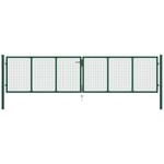 Portail en treillis de jardin Portillon Grillage Portail de Clôture Acier 400 x 100 cm Vert 68496