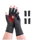 Donfri 2 Pairs Arthritis Hand Compression Gloves Fingerless Design Non-slip for Women Men Relieve Symptoms Rheumatoid Osteoarthritis Raynauds Disease Breathable Comfortable Fit Machine Washable (S)