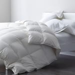 DWR Couette 4 Saisons 200x200 cm, Couette lit 2 Personne 200x200 cm en Plume et Duvet, Chaude Édredon Couverture de Qualité Hôtelière, 100% Coton et Lavable en Machine, Blanc