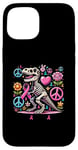 Coque pour iPhone 15 Peace Love Cure T-Rex Dinosaure Sensibilisation au cancer du sein