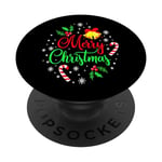 Merry Christmas Happy holidays Jingle Bells and Snowflakes PopSockets Adhesive PopGrip