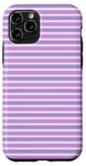 Coque pour iPhone 11 Pro Lilas Mauve Rayé Esthétique Girly Preppy Purple Stripes