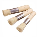 Wooden Stencil Brushes Natural Stencil Brushes Set Art Bristle Painting Brushes Professional Round Paintbrush for Acrylic Oil Painting Watercolor Stencil Project DIY Art Crafts, 3Pcs