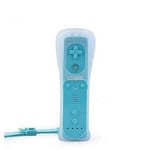 Manette Wii Motion Plus intégré + housse protection bleu compatible compatible avec Nintendo WII WII mini WII U