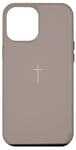 Coque pour iPhone 12 Pro Max Simple Cross Christian Earthy Boho Minimaliste Beige Taupe