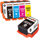 202XL Cartouches d'encre Compatibles pour Epson 202XL 202 XL pour Expression Premium XP-6100 XP-6105 XP-6000 XP-6005 XP6100 XP6105 XP6000 XP6005 (Noir Cyan Magenta Jaune Noir Photo)