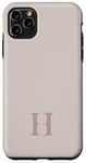 Coque pour iPhone 11 Pro Max Lettre H Monogramme Initiale H Beige Marron Cadeau pour Elle Femme