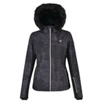 Dare 2b Kvinnors Iceglaze Faux Fur Trim Luxe Ski Jacket 12 Uk Sv