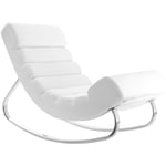 Rocking chair design blanc et acier chromé taylor