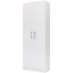 Armoire à balais polyvalente à 2 portes. Coloris blanc (Hauteur 170 cm/Largeur 61 cm/Profondeur 32 cm)