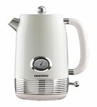 Daewoo Denver Collection, 1.5 Litre Kettle In Buttermilk, Fill Up To 6 Cups In One Boil, Rapid Boil With 360° Swivel Base, Visible Water Window, Temperature Gauge, Elegant And Stylish Design