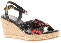 Ted Baker Womens Sandals Cardima Espadrille Wedge Floral Printed Black UK Size 6