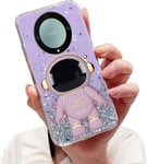 Case Paillettes Pour Honor Magic 5 Lite 5g Astronaute Béquille Coque,Bling Astronautes Pliant Supporter Silicone Flexible Housse Étui De Potection