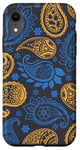 iPhone XR Blue Yellow Paisley Boho Bandana Floral Aesthetic Groovy Case