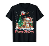 Merry Christmas Cute Tiger Santa Hat Tiger Lovers Xmas Tree T-Shirt