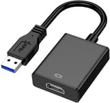 Hmrope Adaptateur USB vers HDMI, USB 3.0/2.0 vers HDMI 1080p Full HD Vidéo Au...