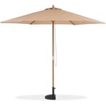 Parasol droit diamètre 3m - Mât bois rond et polyester 180g/m² - Taupe