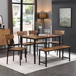 Modernluxe - Ensemble table et chaise - 6 pièces - cadre en acier - style industriel - marron