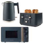 Salter Kettle 4 Slice Toaster Microwave Set Matching Kitchen Marino Blue Grey