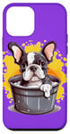 iPhone 12 mini Frenchie Purple Design Foam Bathtub Case