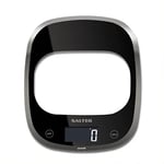 Salter 1050 BKDR Curve Balance de Cuisine Numérique en Verre, Balance Digitale Pèse Aliments, Capacité Max. 5KG, Écran Rétroéclairé, Fonction Ajouter & Peser, Mesures Liquides, Garantie 15 Ans, Noir