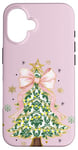 Coque pour iPhone 16 Noeud en ruban rose coquette vert sapin de Noël Preppy Holiday