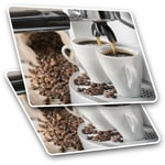 2 x Rectangle Stickers 7.5 cm - Coffee Machine Cafe Restaurant Cool Gift #21371